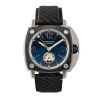 Montre automatique Humbert Droz HD10 Palais Granvelle, en acier, cadran bleu foncé et bracelet noir.