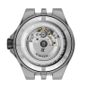 Fond de boîte gravé et transparent, détail décoration du mouvement Edox 853.