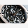 Cadran noir ajouré de montre Edox Delfin the original mecano, logo sablier.
