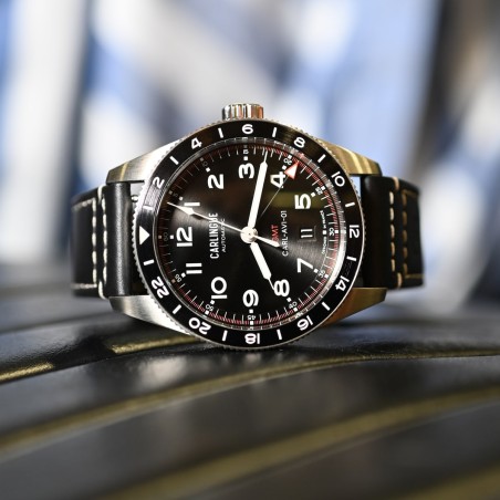 Montre automatique française Carlingue Aviation 01 Noir
