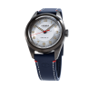 Carlingue Military 01 Acier grisé & Cuir bleu CT-003-A "Cuir"