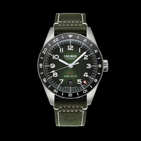 Montre GMT Française avec mouvement Miyota 9075 étanche à 100 mètres.