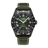 Montre automatique française Carlingue Aviation 01  Noir & Cuir Vert CT-002-A "Cuir"