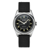 Carlingue Military 01 Noir CT-003-B, montre automatique Française avec cadran noir et bracelet en toile noir.