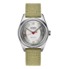 Montre Carlingue Military 01 Vert kaki CT-003-C, boîte en acier 316L, cadran couleur acier et bracelet en toile couleur kaki.