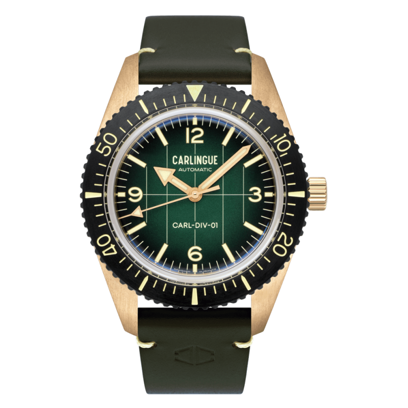 Carlingue Diver 01 Bronze et vert CT-001-A "Cuir Vert Kaki"