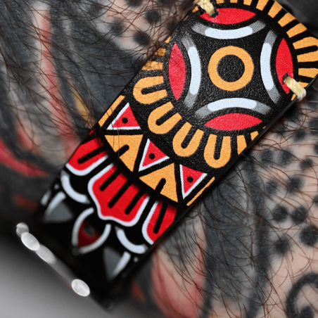 Bracelet en cuir Carlingue & MORS, édition Tatoo avec décor Mandala.