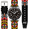 Carlingue Aviation 01, montre GMT Française et bracelet personnalisé de l'artiste MORS.