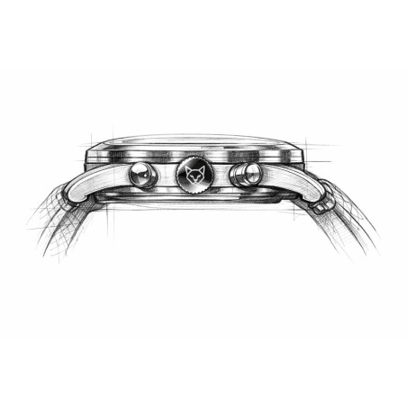 Croquis de montre chronographe.