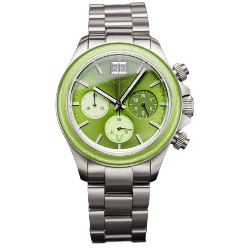 BlackCat Shura Green | Montre Chronographe française en titane