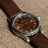 Capusson Havana Brown | French automatic watch, sunburst dial