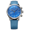 Blackcat Shaka Blue, montre chronographe en acier avec bracelet textile bleu.