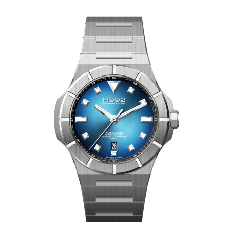 Montre de sport automatique Suisse la H992 H4 Celestial Blue tout acier.
