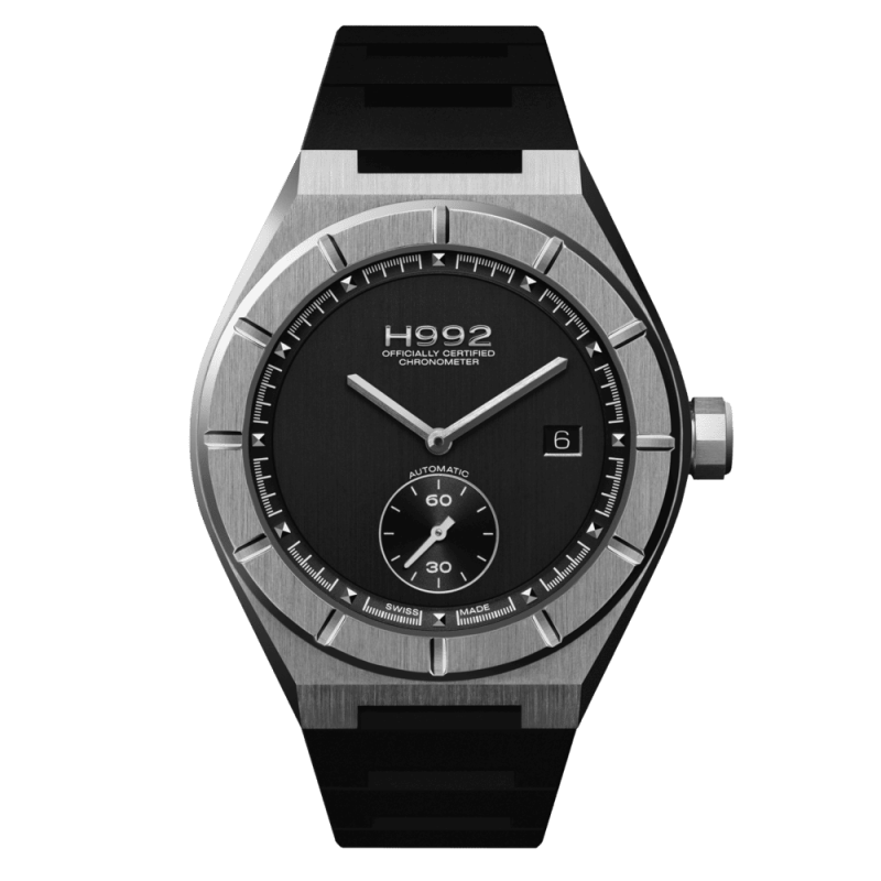 Montre H992 H1 Black + Silver "caoutchouc"