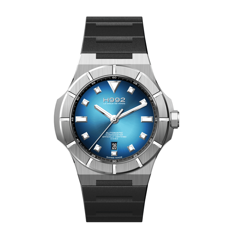 H992 H4 Celestial Blue, montre sport chic pour homme en acier  et cadran bleu soeillé.