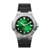 Montre H992 H4, calibre Sellita SW200, boîtier acier, cadran vert soleillé et bracelet caoutchouc.