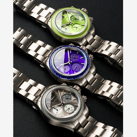 BlackCat Shura Green | Montre Chronographe française en titane