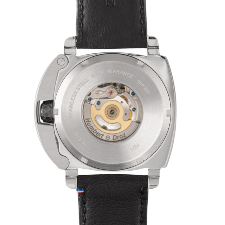 Humbert-Droz HD1 Acier | Montre française, cadran argenté cœur ouvert