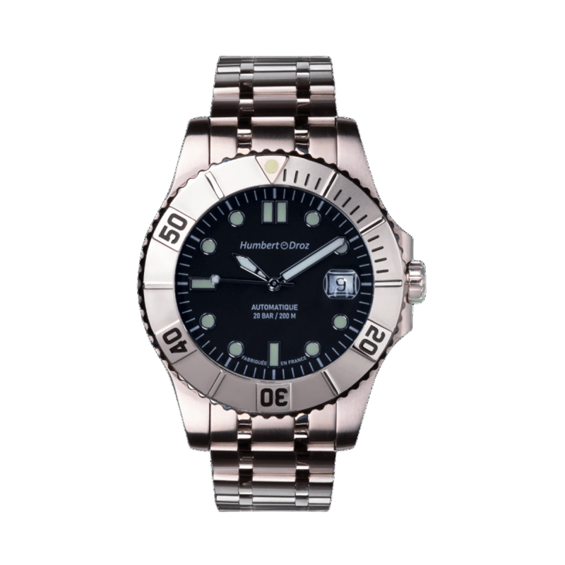 Humbert Droz HD9 Arctique, montre de plongée automatique Française en acier.