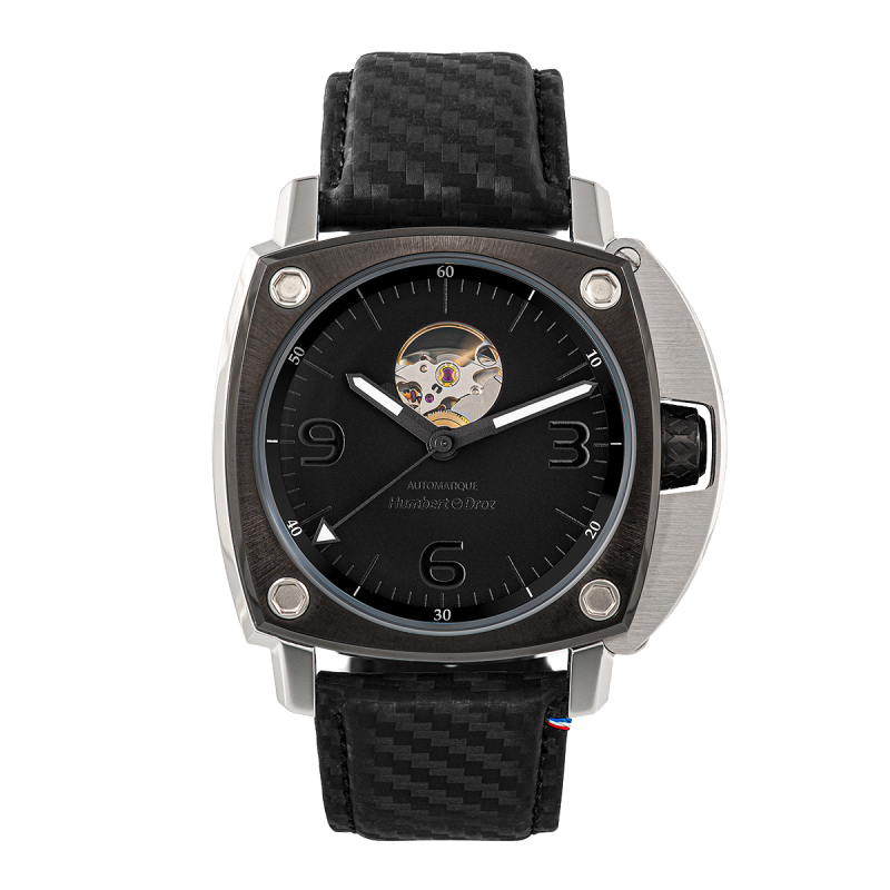 Humbert-Droz HD1 Carbone | Montre française, cadran mat cœur ouvert