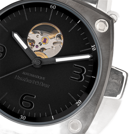 Humbert-Droz HD1 Carbone | Montre française, cadran mat cœur ouvert