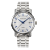 Montre automatique Française Humbert Droz HD8 Mont Blanc, en acier 316L et cadran blanc.